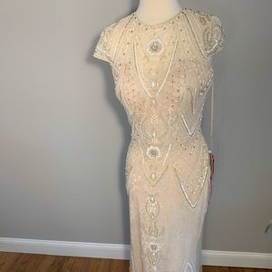 Scoop Neck cap sleeve Beaded dress